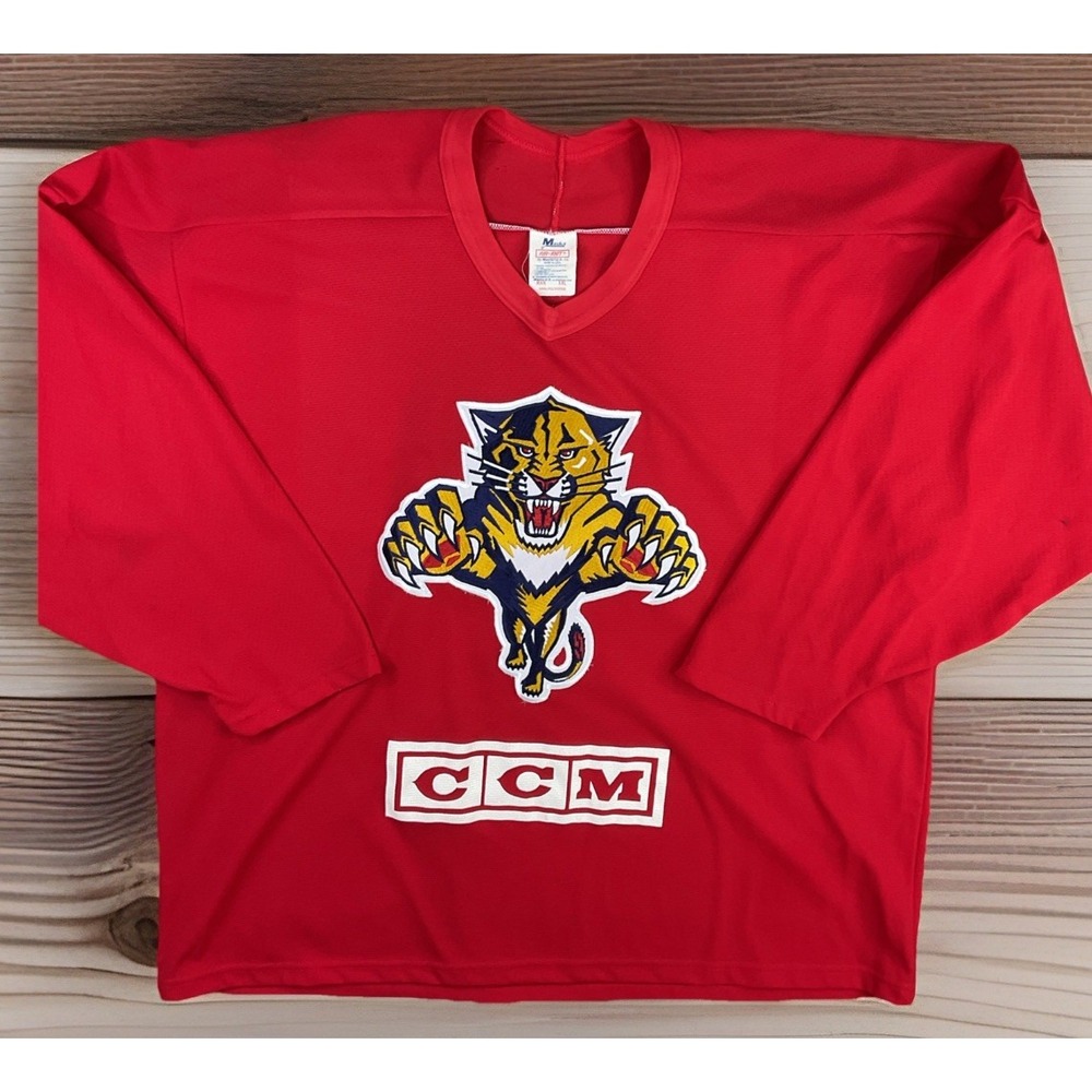 Vintage 90s Florida Panthers Jersey Red CCM Maska Made‎ in USA Retro Sz 2XL